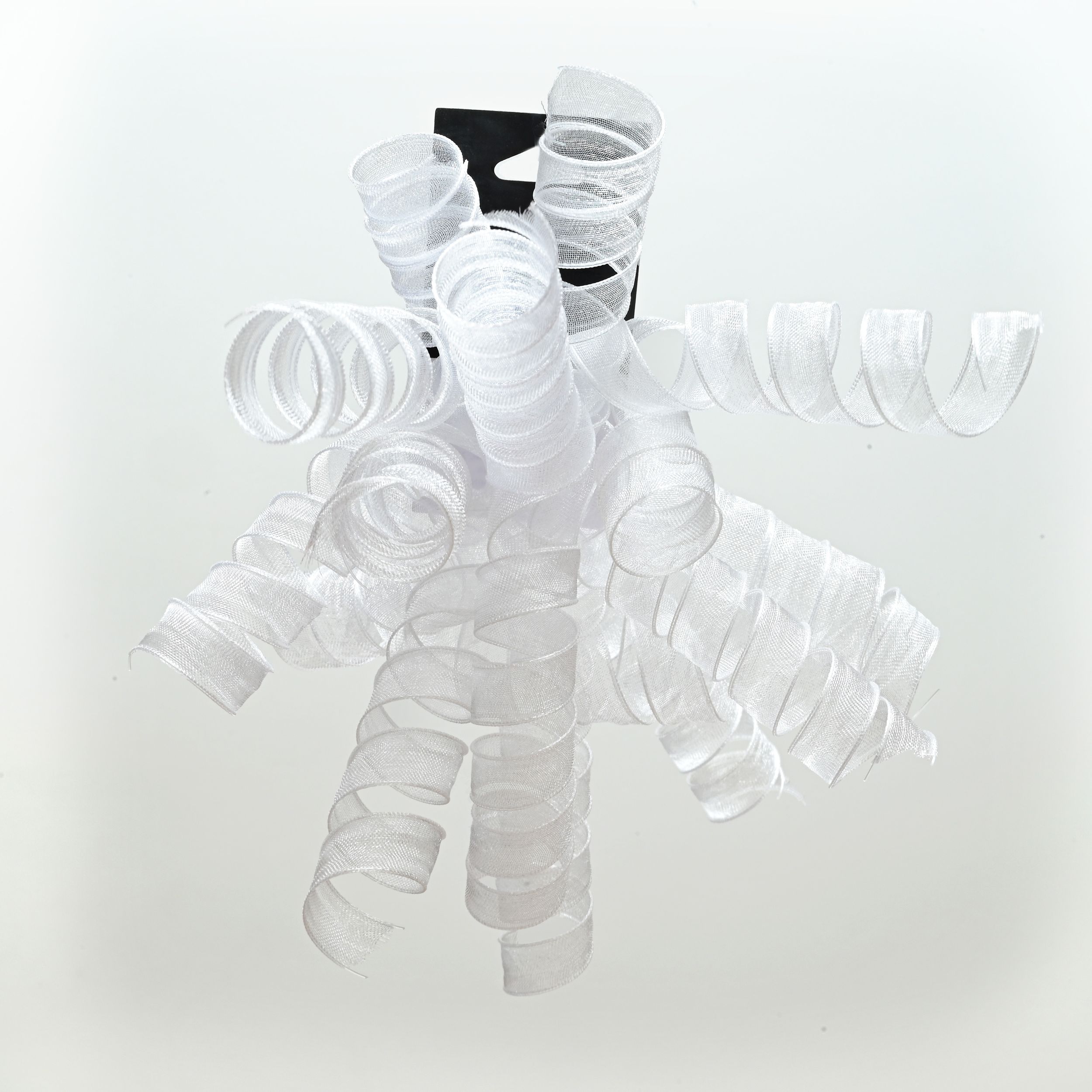 Gift Wrapping Material Fabric Swirl Spiral Curly Bow, White, 3-in, for Graduation/Birthday/Wedding Front_Flat