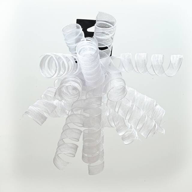 Gift Wrapping Material Fabric Swirl Spiral Curly Bow, White, 3-in, for Graduation/Birthday/Wedding Front_Flat