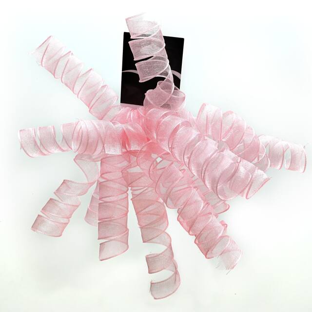 Noeud frisé en tissu, nouveau rose Front_Flat