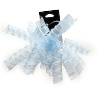 Gift Wrapping Material Fabric Swirl Spiral Curly Bow, Light Blue, 3-in, for Graduation/Birthday/Easter Front_Flat