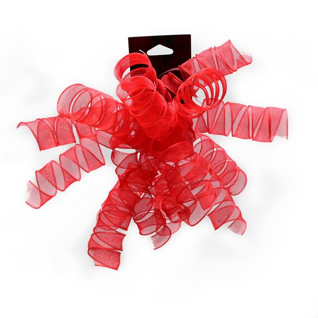 Gift Wrapping Material Fabric Swirl Spiral Curly Bow, Red, 3-in, for Valentine's Day/Birthday/Graduation Front_Flat