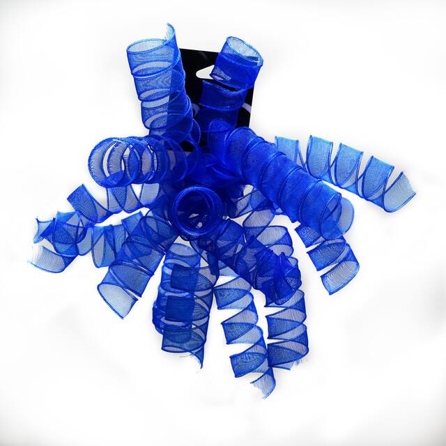 Gift Wrapping Material Fabric Swirl Spiral Curly Bow, Blue, 3-in, for Graduation/Birthday/Easter Front_Flat