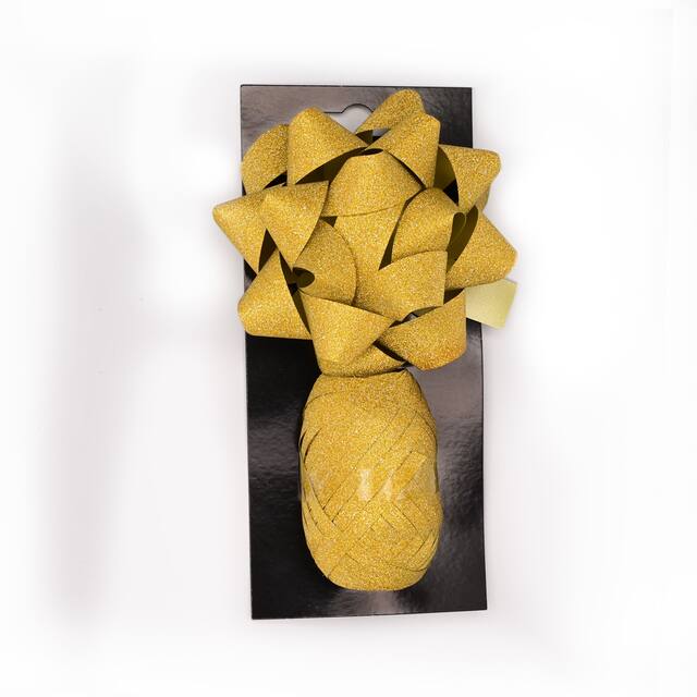 Gift Wrapping Bow & Ribbon Set, Gold, 4-in, for Graduation/Birthday/Wedding Front_Flat