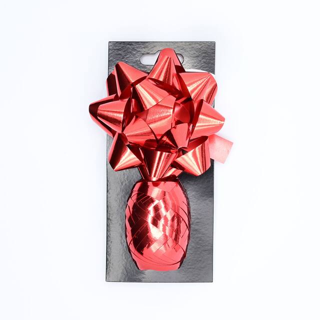 Gift Wrapping Bow & Ribbon Set, Red, 4-in, for Valentine's Day/Birthday/Graduation Front_Flat