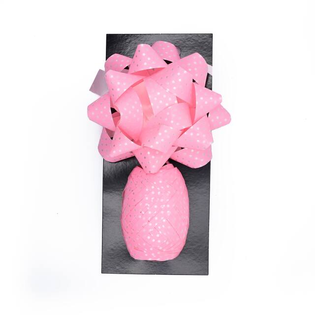 Gift Wrapping Bow & Ribbon Set, Pink, 4-in, for Valentine's Day/Birthday/Graduation Front_Flat