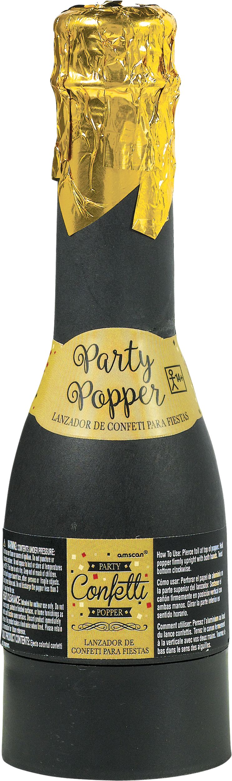 Canons à confettis bouteille, 2&nbsp;po Front_Flat