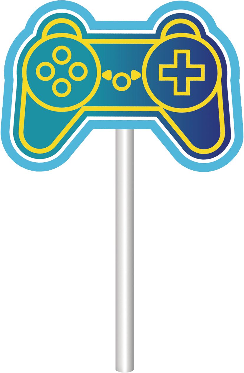 Battle Royal "Eat Sleep Game Repeat" Cupcake Treat Toppers, Blue, 12.25-in, 12-pk, for Birthday Party Front_Flat