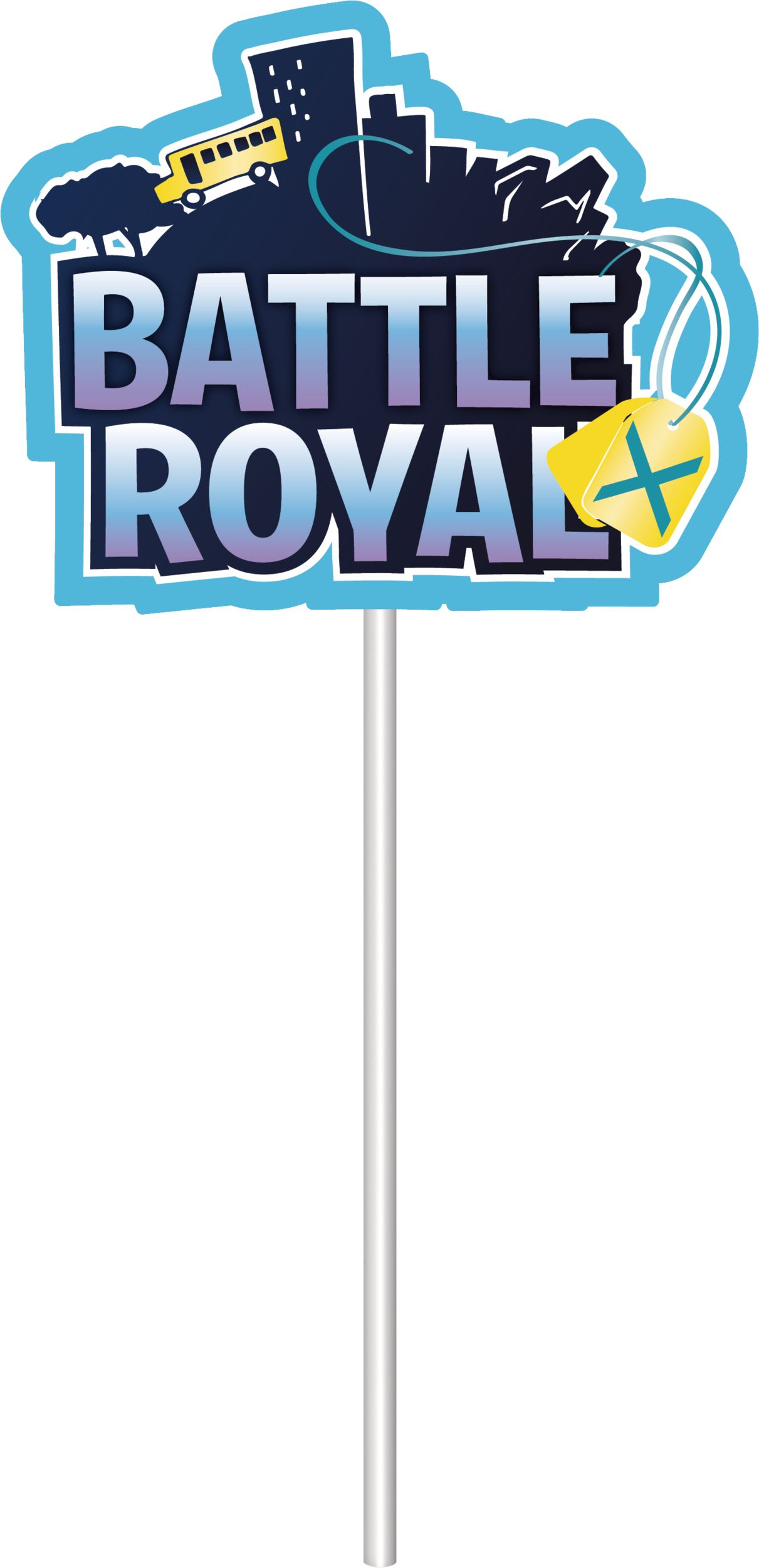 Battle Royal "Eat Sleep Game Repeat" Cupcake Treat Toppers, Blue, 12.25-in, 12-pk, for Birthday Party Front_Flat