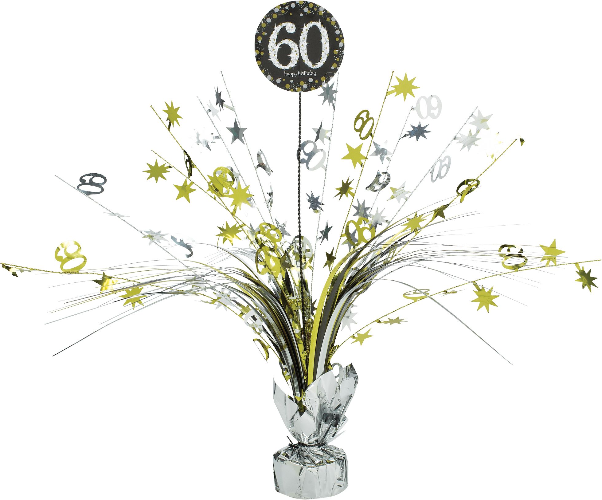 Centre de table fontaine Célébration 60e&nbsp;anniversaire scintillant Front_Flat