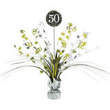 Décoration centre de table en fontaine pour étape 50e anniversaire, argent et or Front_Flat
