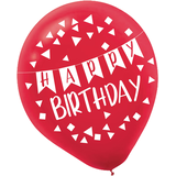 Ballons en latex ronds Une raison de célébrer Happy Birthday, vert/bleu/Rouge, 12 po, paq. 15, pour fête d'anniversaire Front_Flat