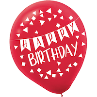 Ballons en latex ronds Une raison de célébrer Happy Birthday, vert/bleu/Rouge, 12 po, paq. 15, pour fête d'anniversaire Front_Flat
