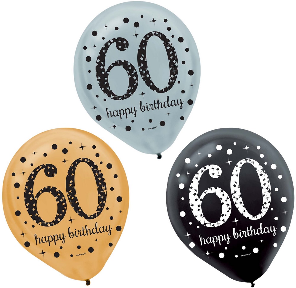 Sparkling Celebration 60th Birthday Balloons, 15-pk
