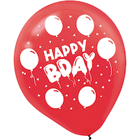 "Happy B-Day" Round Latex Balloons, 12-in, 72-pk, for Birthday Party Front_Flat
