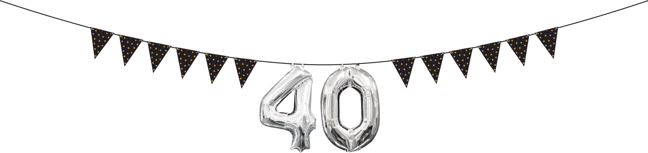 Mini Create Your Own Gold & Silver Polka Dots Pennant Banner Front_Flat