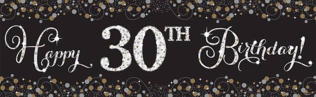 Sparkling Celebration Plastic Happy Birthday Banner Kit Front_Flat