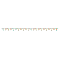 Boho Girl "One Happy Birthday"  Pennant Hanging Garland Banner Decoration, Gold/Blue, 15-ft, for Birthday Party Front_Flat