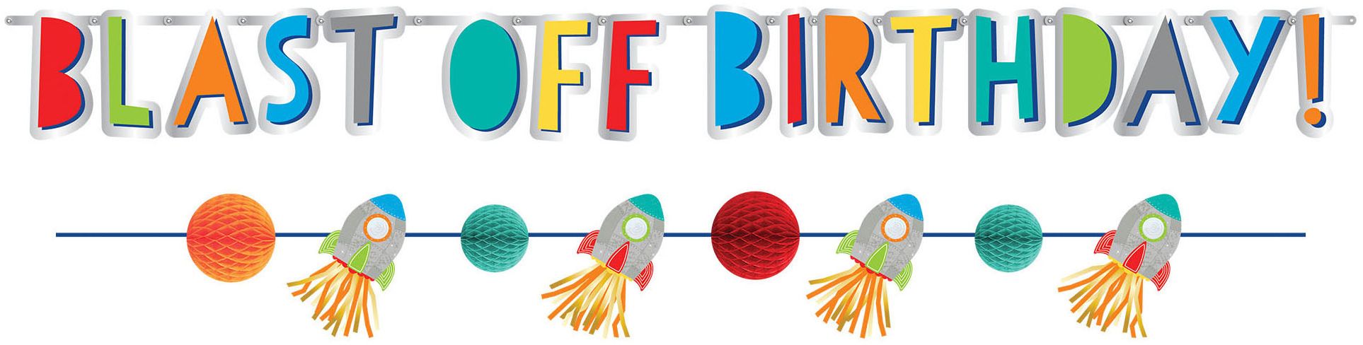 Banderole anniversaire fusée, paq. 2 Front_Flat