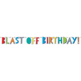 Blast Off "Blast Off Birthday" Hanging Garland Banner Decoration, Multi-Coloured, 5-ft, 2-pk, for Birthday Party Front_Flat
