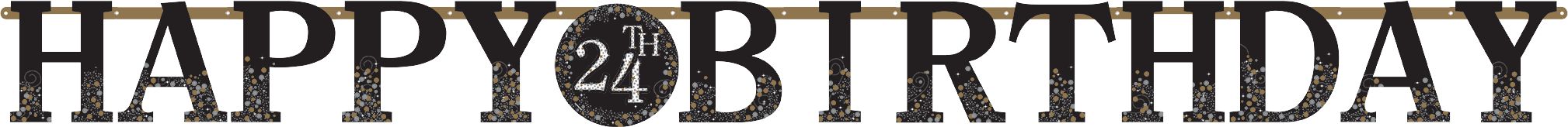 "Happy Birthday" DIY Customizable Hanging Garland Banner Decoration, Black, 65-in, for Birthday Party Front_Flat