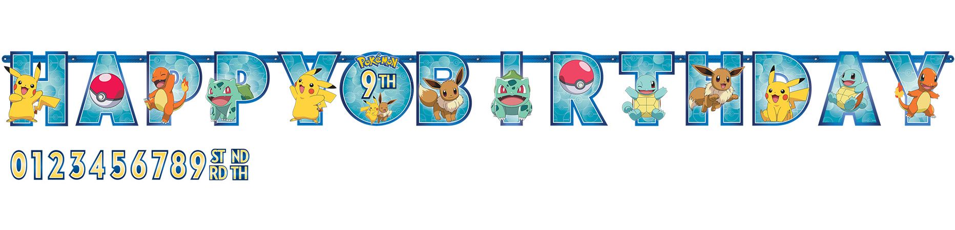 Pokemon Jumbo Add-An-Age "Happy Birthday" Letter Banner, 10-ft Front_Flat