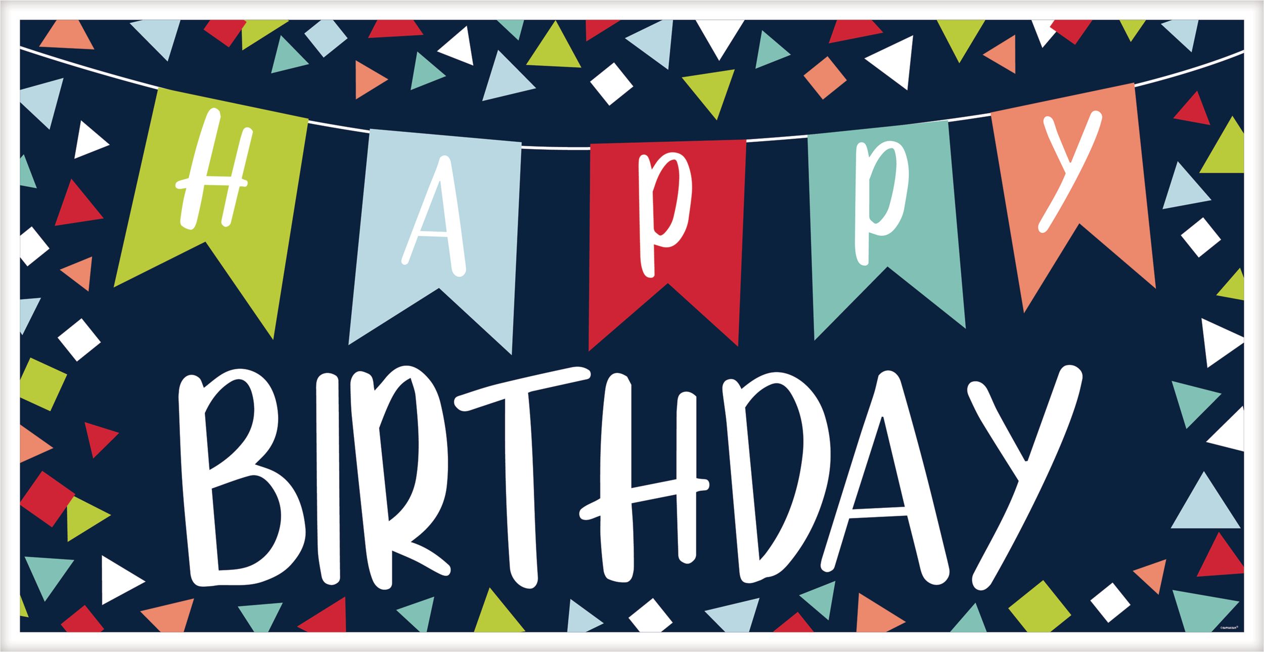 A Reason to Celebrate "Happy Birthday" Hanging Garland Banner Decoration, Blue/Red, 33.5-in, for Birthday Party Front_Flat