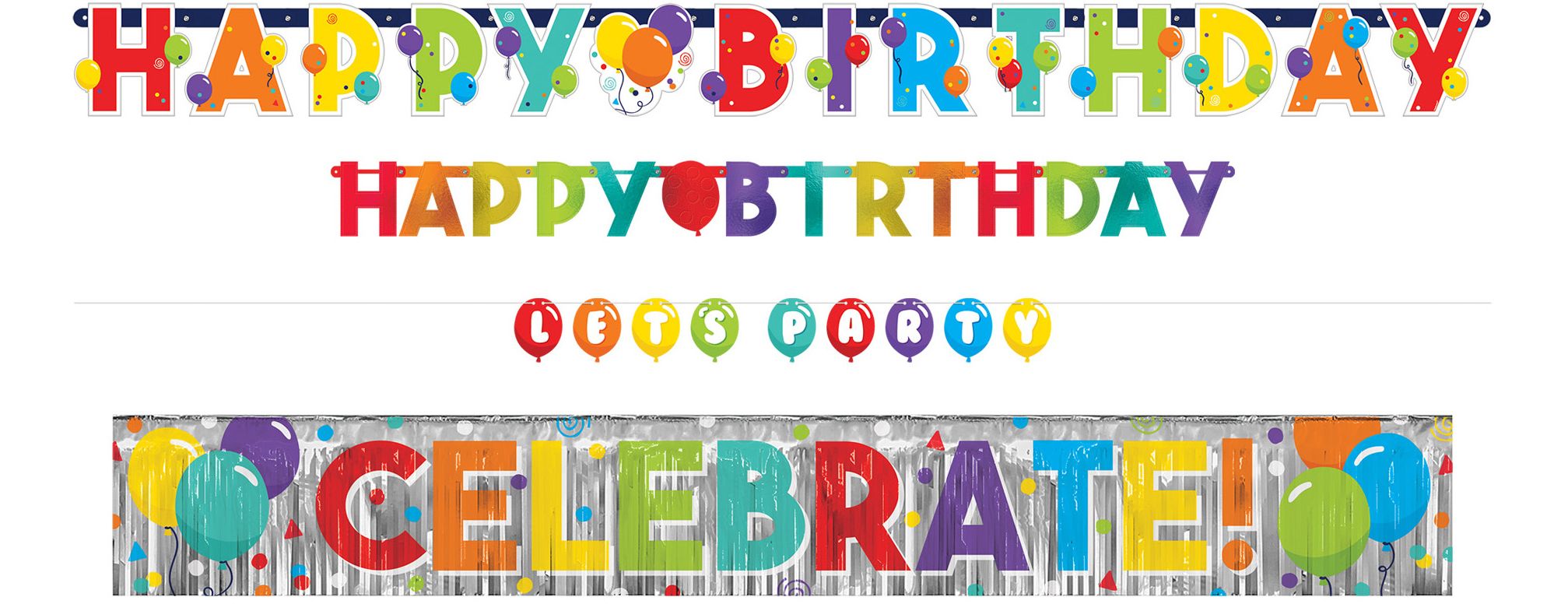 Banderoles d'anniversaire à ballons, paq. 4 Front_Flat