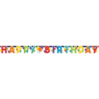 Birthday Balloon "Happy Birthday" Hanging Garland Banner Decoration, Multi-Coloured, 1-ft, 4-pk, for Birthday Party Front_Flat