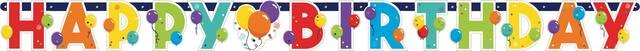 Birthday Balloon "Happy Birthday" Hanging Garland Banner Decoration, Multi-Coloured, 1-ft, 4-pk, for Birthday Party Front_Flat