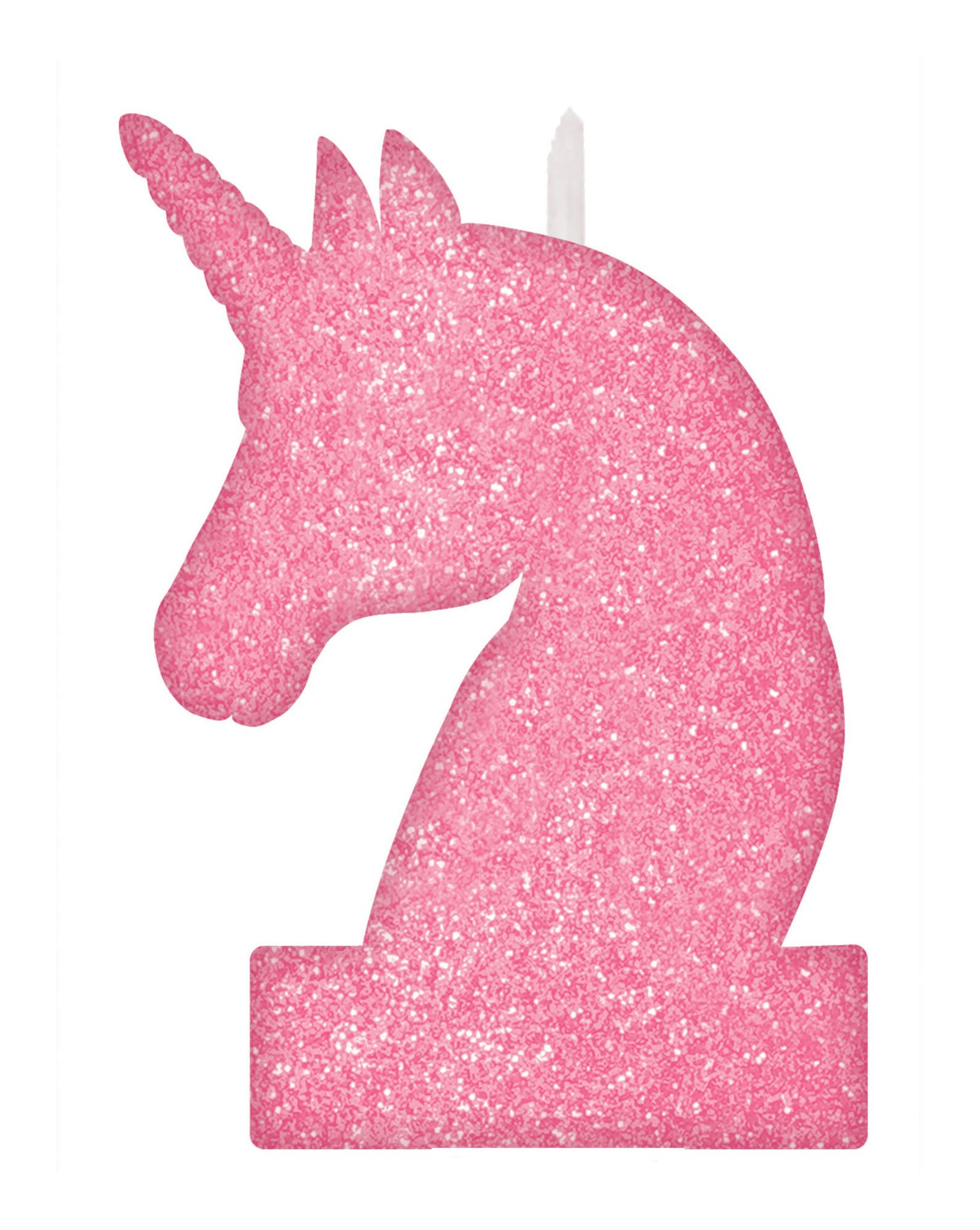 Bougie pour fête d'anniversaire, licorne magique, rose scintillant Front_Flat