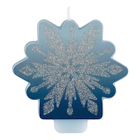 Disney Frozen Snowflake Glitter Wax Candle, Blue/Silver, 3-in, for Birthday Party