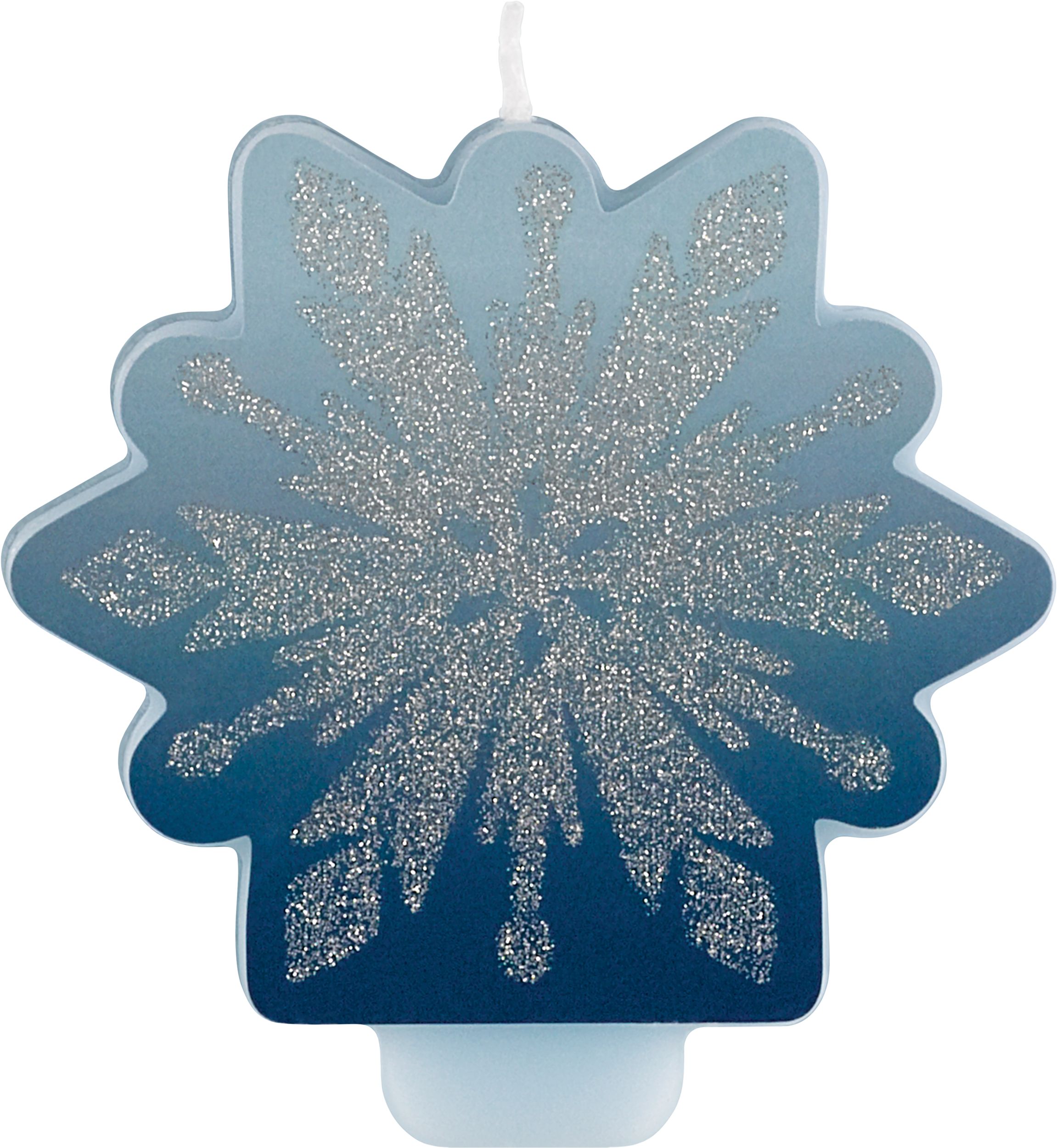Disney Frozen Snowflake Glitter Wax Candle, Blue/Silver, 3-in, for Birthday Party Front_Flat
