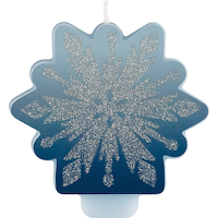 Disney Frozen Snowflake Glitter Wax Candle, Blue/Silver, 3-in, for Birthday Party Front_Flat