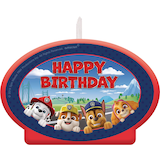 Nickelodeon PAW Patrol Chase/Marshall/Rubble/Skye "Happy Birthday" Wax Candle, Blue/Red, 4.5-in, for Birthday Party Front_Flat