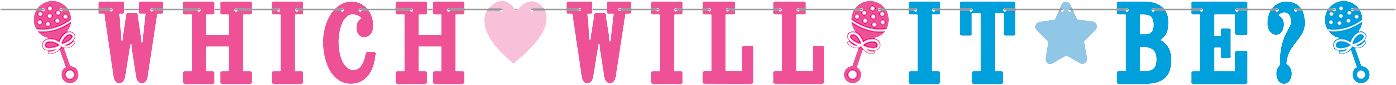 "Girl or Boy?" Hanging Garland Banner Decoration, Blue/Pink, 9.5-in, 2-pk, for Gender Reveal Front_Flat