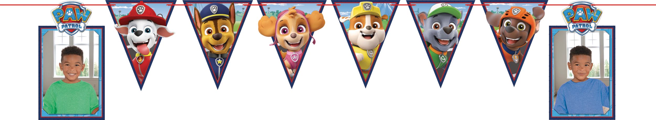 Nickelodeon PAW Patrol DIY Customizable Photo Hanging Garland Banner Decoration, Multi-Coloured, 12-in, for Birthday Party Front_Flat