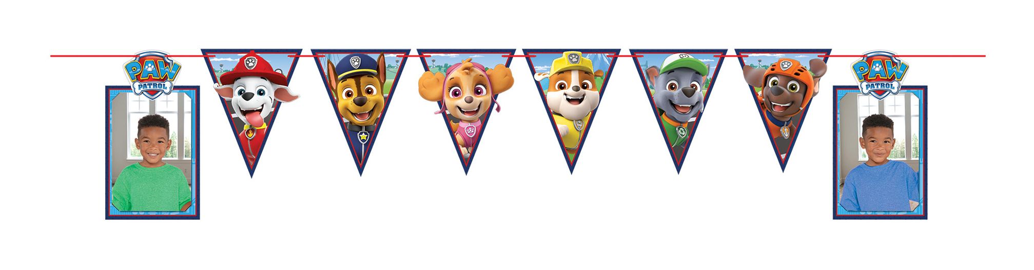 Nickelodeon PAW Patrol DIY Customizable Photo Hanging Garland Banner Decoration, Multi-Coloured, 12-in, for Birthday Party Front_Flat