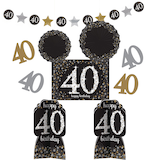 Décoration de salle d'anniversaire, 40 ans, célébration étincelante, paq. 10 Front_Flat