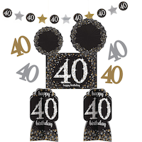 Décoration de salle d'anniversaire, 40 ans, célébration étincelante, paq. 10 Front_Flat