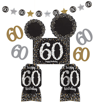 Décoration de salle d'anniversaire, 60 ans, célébration étincelante, paq. 10 Front_Flat