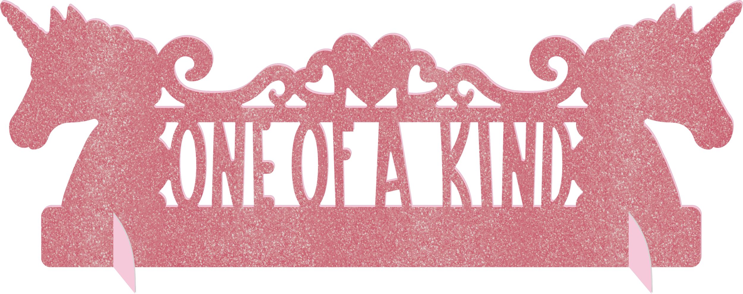 Décoration centre de table « One of a Kind » licorne magique, rose scintillant Front_Flat