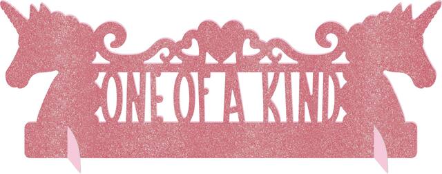 Décoration centre de table « One of a Kind » licorne magique, rose scintillant Front_Flat