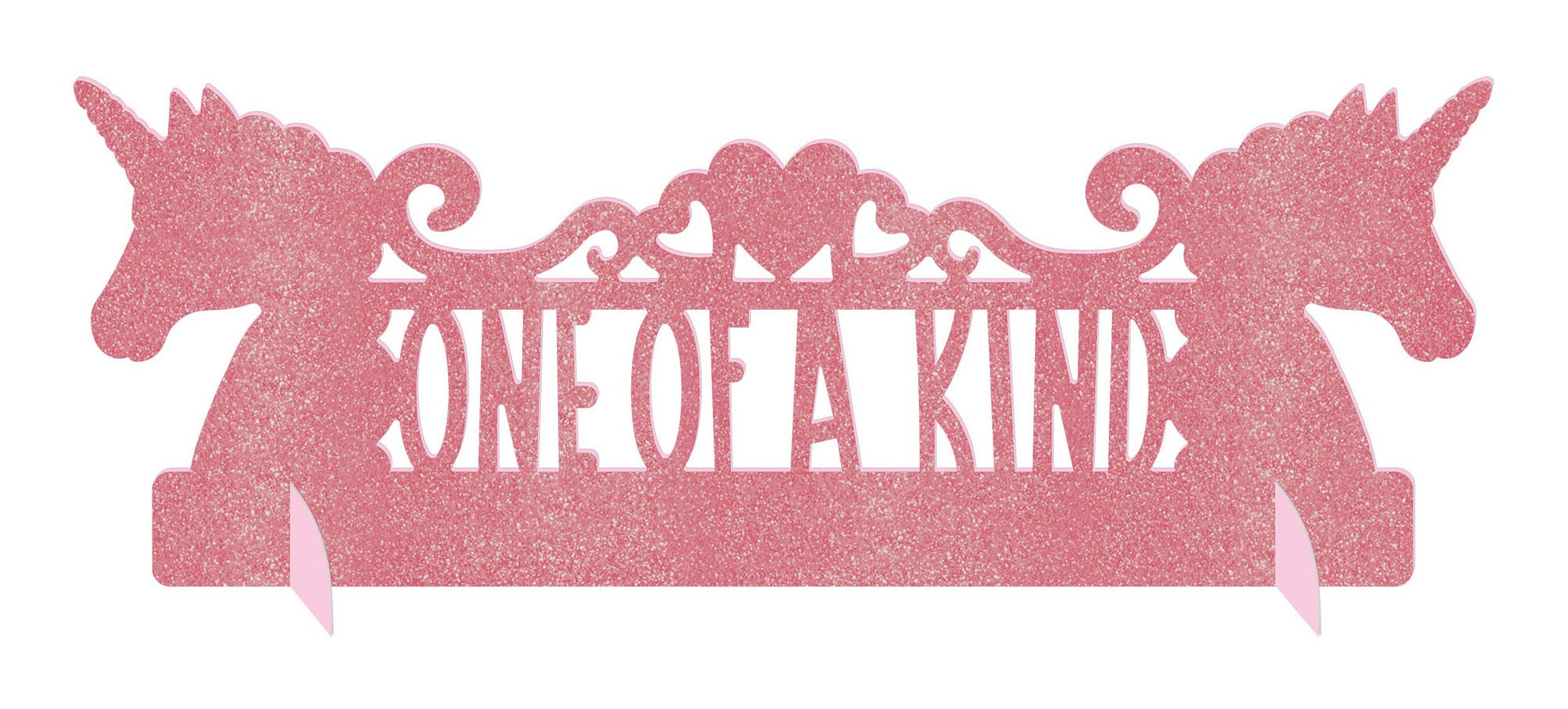 Décoration centre de table « One of a Kind » licorne magique, rose scintillant Front_Flat