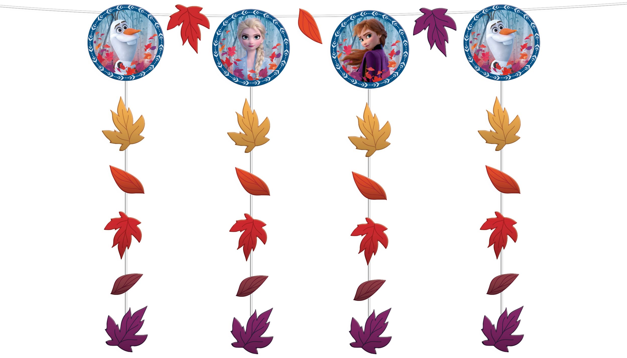Disney Frozen Elsa/Anna/Olaf Hanging Garland Banner Decoration, Blue/Orange, 12-ft, for Birthday Party Front_Flat