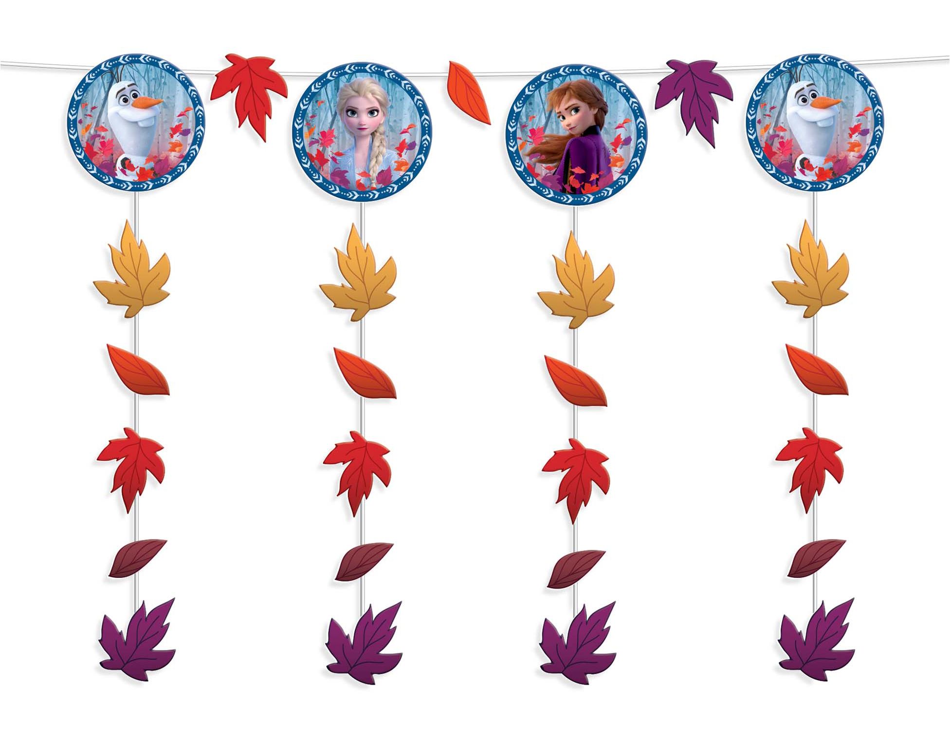 Disney Frozen Elsa/Anna/Olaf Hanging Garland Banner Decoration, Blue/Orange, 12-ft, for Birthday Party Front_Flat