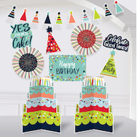 A Reason to Celebrate "Happy Birthday" Room & Table Centerpiece Decorating Kit, Blue/Red, 14-in, 10-pk, for Birthday Party