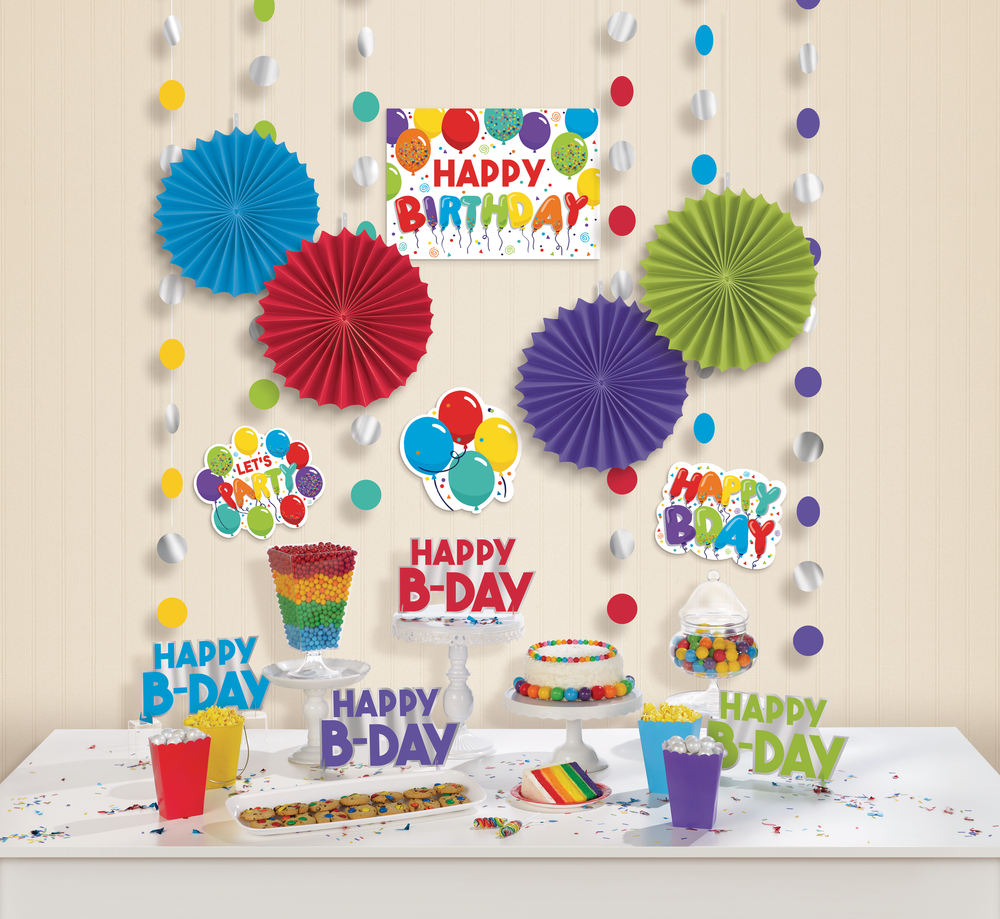 Birthday Balloons Room Decorating Kit, 18-pc