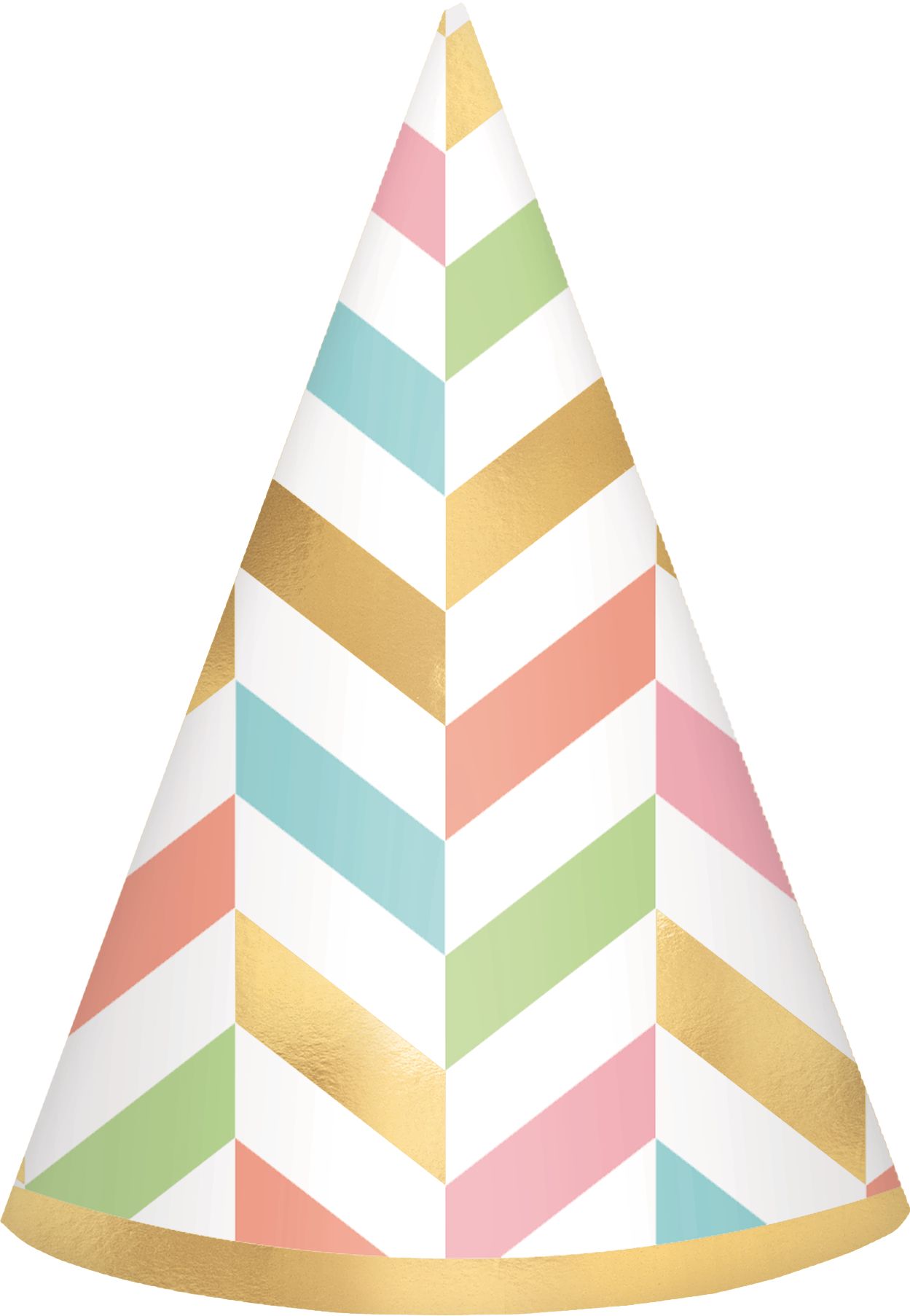 Mini chapeaux de fête pour fête d'anniversaire/fête prénuptiale/fête prénatale, pastel et or, paq. 12 Front_Flat