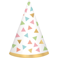 Mini chapeaux de fête pour fête d'anniversaire/fête prénuptiale/fête prénatale, pastel et or, paq. 12 Front_Flat