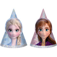 Disney Frozen Anna & Elsa Glitter Cone Party Hats, Blue/Purple, One Size, 8-pk, Wearable Accessories for Birthdays